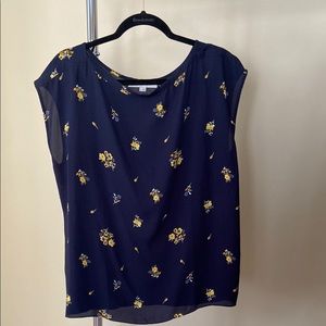 LOFT Floral Navy Top